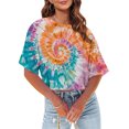 thumbnail image 3 of Posijego T-Shirts Teinture sur Nœuds pour Femmes, tee-Shirt Graphique pour Femmes, Été Décontracté, Col Rond, Manches Courtes, Crop Tops, 3 of 6