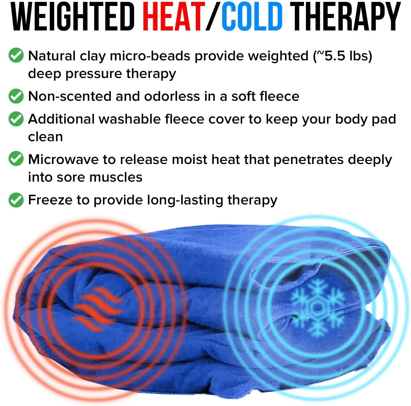 ComfortCloud Microwavable Xl Heating Pad for Neck and Shoulders and Back, Natural Moist Heat Therapy Pads with Washable Cover, 22" X 13" Blue, 1 Ct