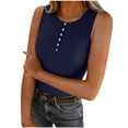 thumbnail image 3 of Zedker Sleeveless Tank Tops for Women Ribbed Racerback Button Fit Casual Basic 2026 Spring Summer Fashion Clothing Blue L, 3 of 7
