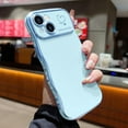 thumbnail image 2 of for iPhone 15 Pro Max Case for Women Girls, Cute Wave Frame Curly Shape with Love Heart Raised Camera Protection Cover Luxury Plating Shockproof Phone Case for iPhone 15 Pro Max, Baby Blue, 2 of 16