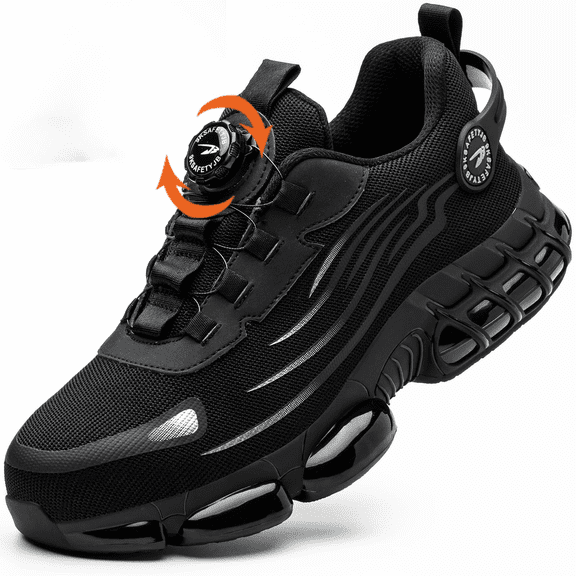 Safety Shoes Steel Toe Cap Shoes for Men Women Rotating Automatic Buckle Shoes Laces Safety Shoes Mens Work Boots Composite Toe Lightweight Fashion Breathable Comfortable