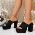 thumbnail image 3 of SACFOF Women's Chunky Platform Sandals Block Heel - Slip On Elastic Band Dressy Shoes Square Toe Comfort Soles, 3 of 6