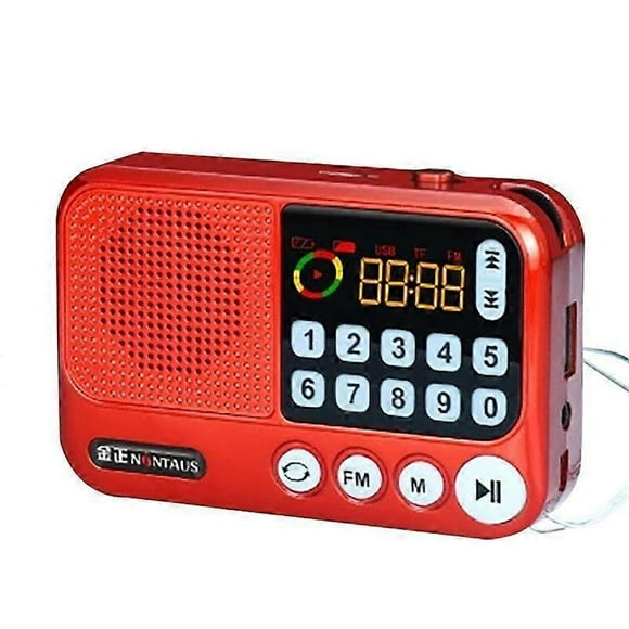 Portable Radio Radio Station Transistor Pocket Radio Small FM AM Radio, and Speakerred