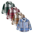 thumbnail image 3 of SonxaHe Big Boy' Shirt Plaid Open Front Lapel Collar Tops with Pockets Children Loose Lightweight Cozy Shirts Red,Sized 9-10, 3 of 3