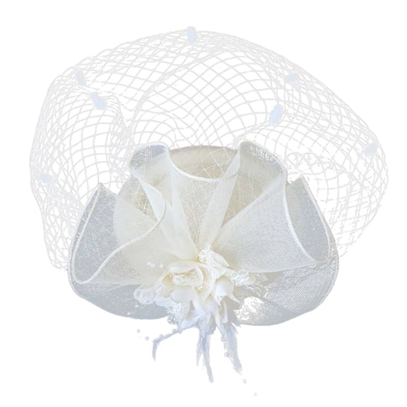 MSJUHEG Women's Fascinators Pillbox Hats for Women Womens Dressy Hats Womens Church Hats Hat for Cocktail Ball Tea Party Accessories for Women Fascinator for Women Beige One Size