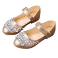 thumbnail image 2 of YHAJDS Girl's Leather Shoes Solid Color Rhinestone Design Casual Dance Flats, 2 of 5