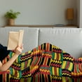 thumbnail image 3 of Kente Pattern Soft Flannel Fleece Throw Blanket, Stripes Triangles and Zigzags Uganda Zimbabwe Nigeria Graphic, Cozy Plush for Indoor and Outdoor Use, 60" x 80", Multicolor, by Ambesonne, 3 of 5