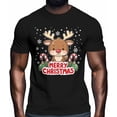 thumbnail image 2 of Camisetas gráficas informales de manga corta para hombre con diseño de ciervos y copos de nieve de Feliz Navidad, 2 of 8