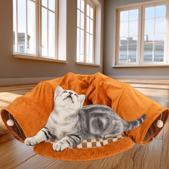 Cama túnel para gatos, cama para mascotas, suministros para mascotas, cojín, tapete multifuncional, suministros portátiles, caseta cómoda para gatos