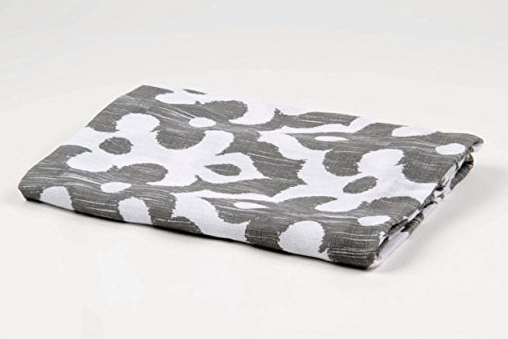 Bacati - Ikat Dots/Damask 4-Piece Crib Bedding Set with 2 Muslin Swadling Blankets, White/Grey