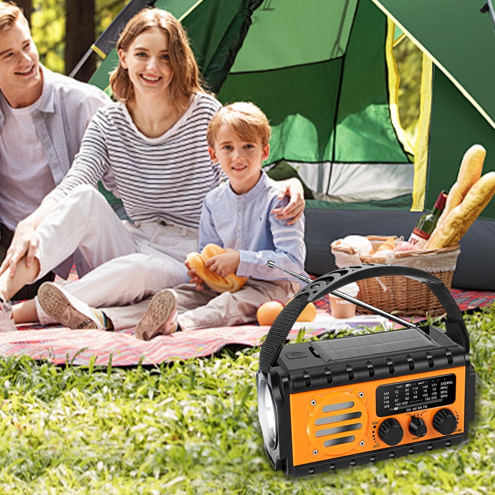 HUISZJ Hand Crank Emergency Radio Solar Powered Radio Portable Weather Radio Solar Radio for Outdoor Camping Emergency(Orange)