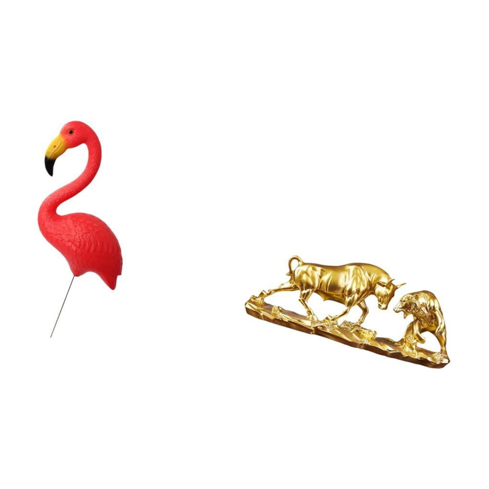 simhoa Flamingo Bear Bull Garden Sculpture Modern Fairy Yard Art Feng Shui Animal Ornament for Holiday Desk and Birthday Decor