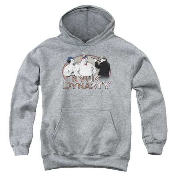 Three Stooges Nyuk Dynasty Youth Pullover Hoodie Sweatshirt Heather