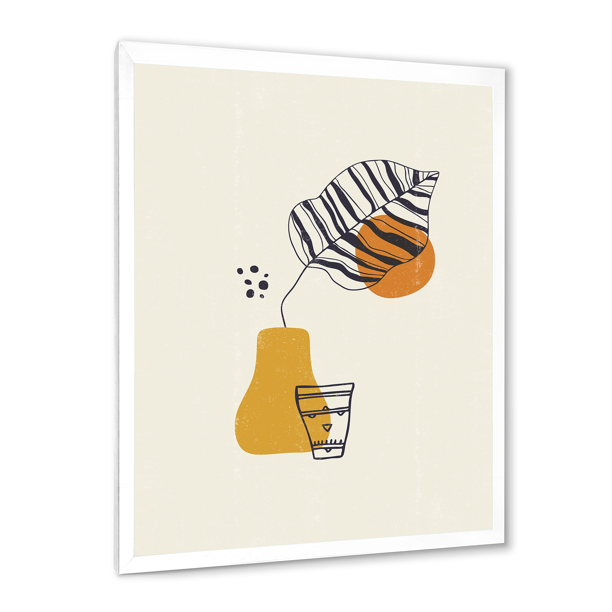 Designart 'Abstract Shapes Botanical Minimalist Leaf' Modern Framed Art Print