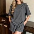 thumbnail image 4 of uublik Pajama Set for Women Short Sleeve Top and Loose Shorts Casual Comfy Soft Sleepwear for Nightwear Dark Gray, 4 of 6