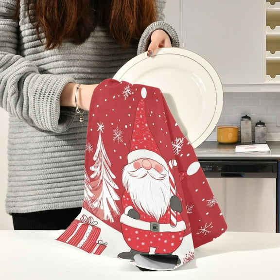 BZSMCE Kitchen Towels Creative Lovely Santa Claus Pattern Durable Kitchen Towel