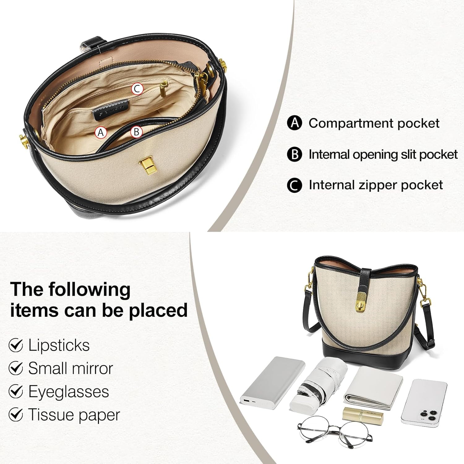 Kwuty Coated Canvas Bucket Crossbody Bags for Women Top-Handle Handbags Small Satchel Purse Trendy Twist Lock