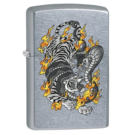 Anarchy Zippo Lighter - Zippo Lighter: Tiger Tattoo - Street Chrome