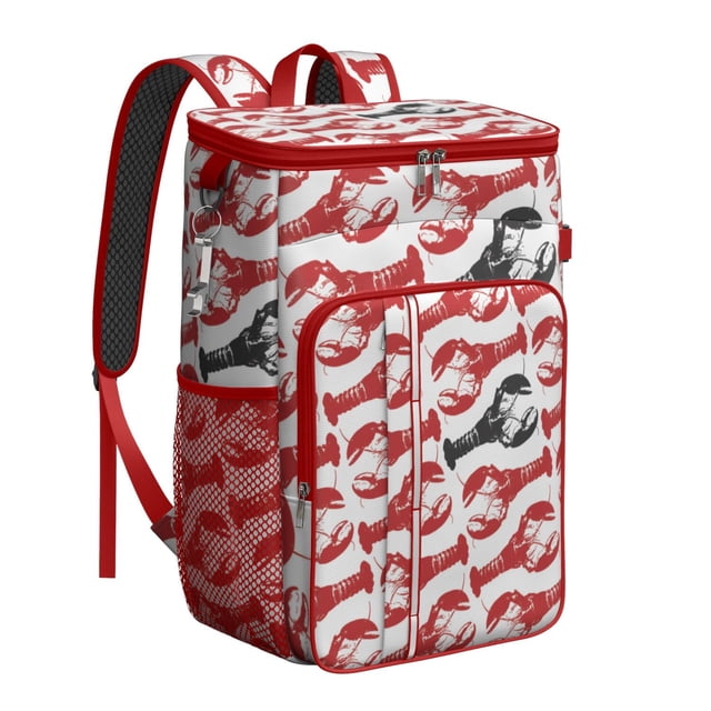 Nautical Shell and Coral Pattern Backpack Cooler, Insulated Leakproof Cooler Bag, Waterproof Lunch Backpack for Tropical Beach Adventures, Hiking