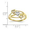 thumbnail image 3 of Solid 10k Yellow Gold Two Toned Triple Heart CZ Cubic Zirconia Ring Band Size 6.5, 3 of 6