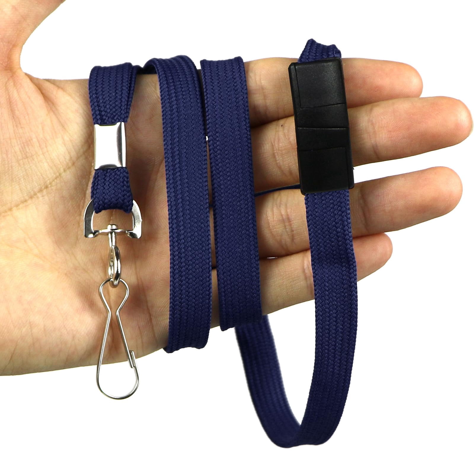 25 Pack Breakaway Lanyard With J-hook Bulk Flat Lanyards For Name Tag Id Badges (midnight Blue  25 Pack)