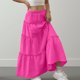 thumbnail image 5 of Vestido de Verano Midi Longitud Color Sólido Relajado Deportes Elástico de la Cintura Nudo Falda Completa para Niños, 5 of 8