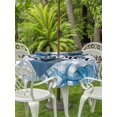 thumbnail image 3 of Outdoor Tablecloth with Umbrella Hole for Patio/Picnic/Party/Camping, Summer Ocean Waterproof Table Cloth Round Cover Washable, Blue Coastal Starfish Seashell Conch Plaid (Dia 60"), 3 of 8