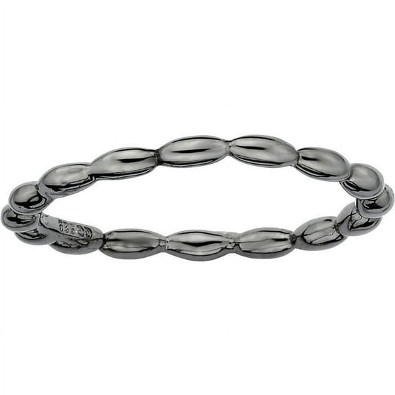 Sterling Silver Black-Plated Rice Bead Ring