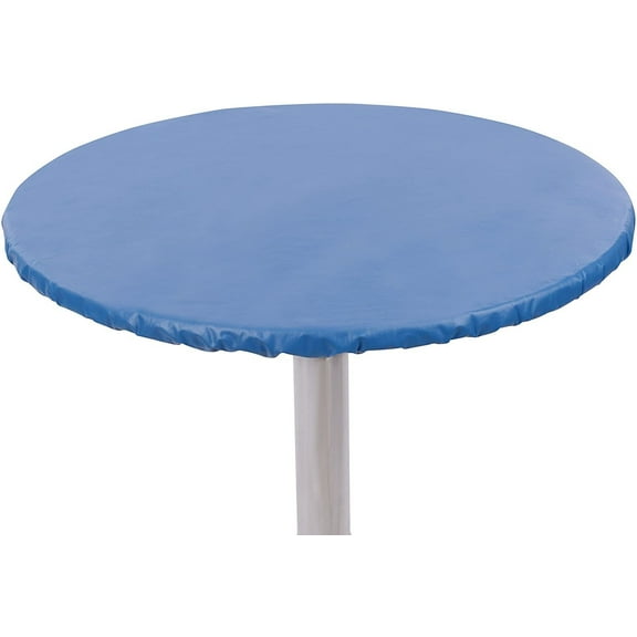 Yourtablecloth Heavy Duty Vinyl Round Fitted Tablecloth Table Cover with Flannel Backing Vibrant Colors Elasticized Tablecloth Great for Indoor and Outdoor Dining and Playing Cards 60 Royal Blue