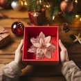 thumbnail image 7 of 2 Pcs Christmas Artificial Glitter Poinsettia Flowers,Christmas Tree Decoration,5.51 inch Glitter Poinsettia Flowers,Christmas Artificial Flowers for Tree Ornaments,Wreath, Mantel & Home Decor, 7 of 7