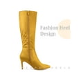 thumbnail image 4 of BLISSFUL STEP Women's Pointed Toe Stiletto Heels Knee High Boots Yellow 6.5, 4 of 7