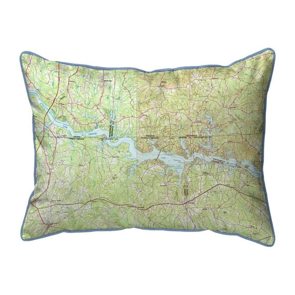 Betsy Drake Interiors Lake Gaston, VA and NC Nautical Map Large Indoor/Outdoor Pillow 16x20
