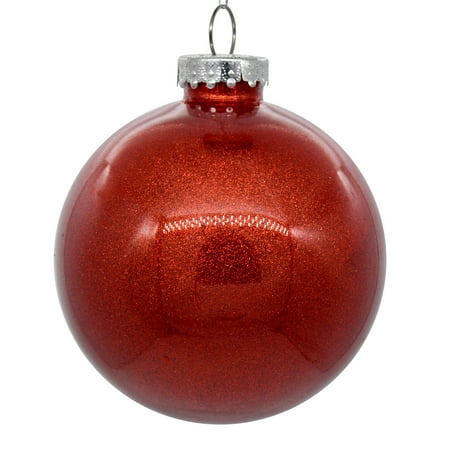 Vickerman 4.75 Clear Ball Christmas Ornament with Red Glitter Interior 4 Pieces per bag