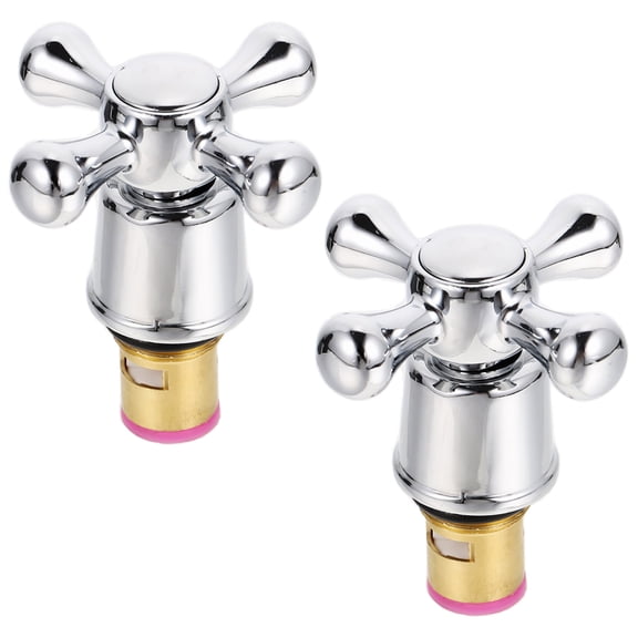 NIAIZEK 2pcs Shower Temperature Control Handle Knob Faucet Handle Brass Silver 2.83X1.97in