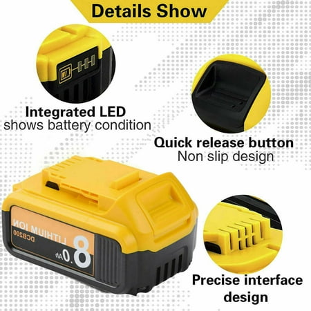 

New 20V Max XR 8.0Ah Lithium-ion Battery For Dewalt DCB206-2 DCB205-2 20 Volt
