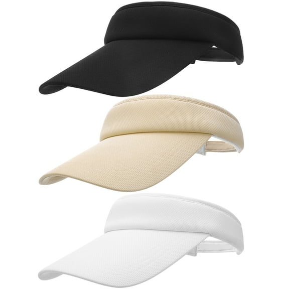 Hengguang 3 Pack Sports Sun Visor Men Women, Golf Visor with Velcro, Ladies Solid Visor Hat for Running, Tennis, Beach