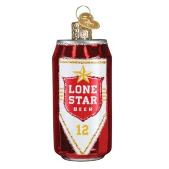 Old World Christmas Lone Star Beer Can Glass Ornament for Holiday Tree