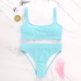 thumbnail image 4 of Ticikt Women's High Waisted Bikini Sets Sporty Two Piece Swimsuits Solid Color Cheeky High Cut Bathing Suits, 4 of 4