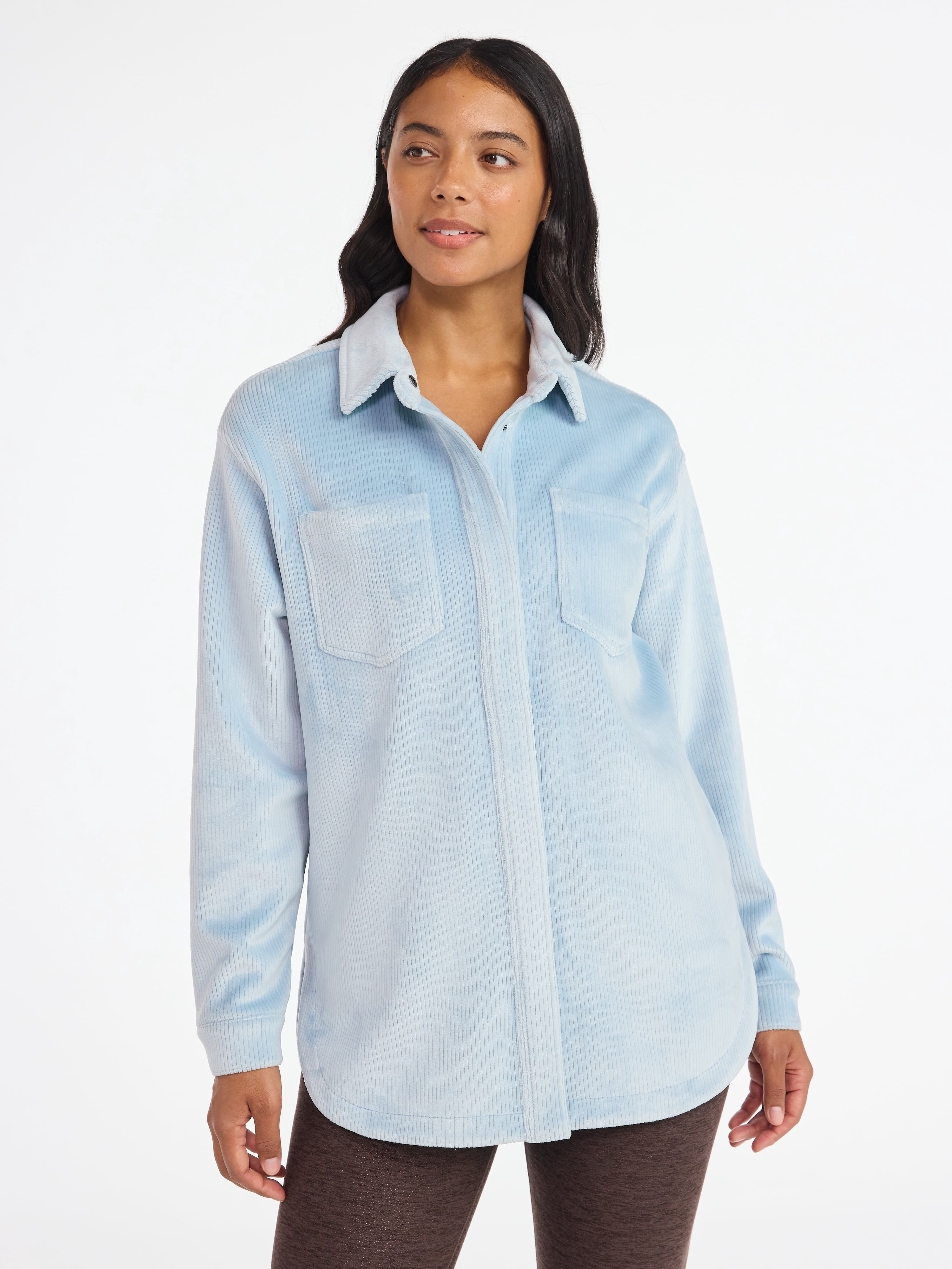 Avia Women's and Women's Plus Cord Velour Shacket, Sizes XS-4X
