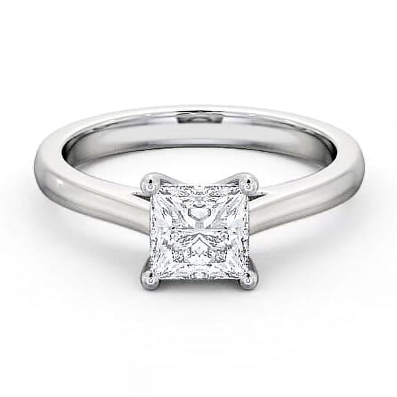 Vivid Jewel 14K White Gold Over Rings for Gift - 1.9 Ct Princess Cut Diamond Rings - Solitaire Engagement Wedding Prong Set Rings - Promise Wedding Gifts - Classic Anniversary Solitaire Rings