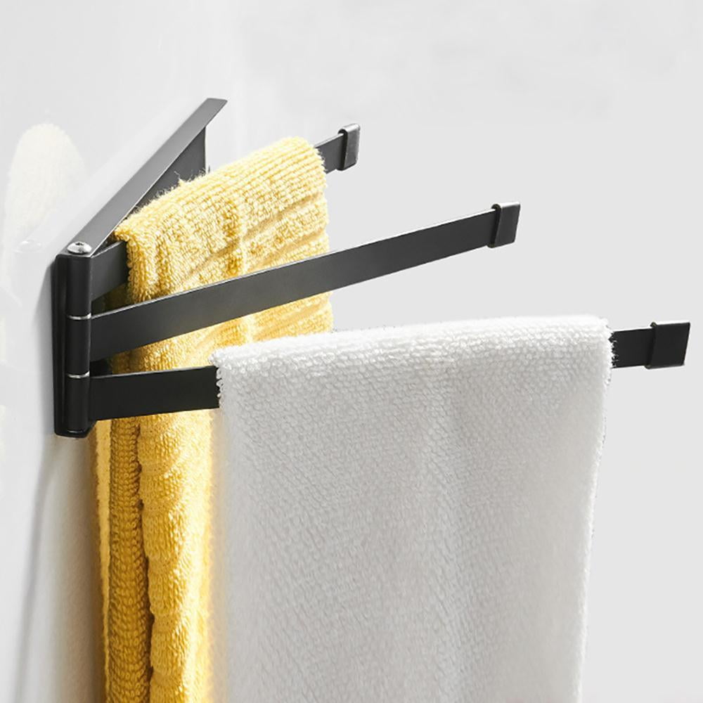 Towel Rail No Drilling, Towel Rail With Home Foldable 3 Rods, 180° Rotating Bath Towel Holder