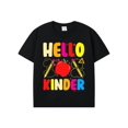 thumbnail image 1 of Camiseta de verano para niños y niñas con el texto "Hola Equipo de Kindergarten", "Maestros de Kindergarten" y "Regreso a Clases", informal, de manga corta y cuello redondo, 100 % algodón. Regalo pa, 1 of 6