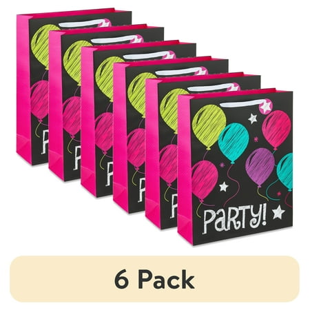 (6 pack) Chalk Balloons Print Birthday Paper Gift Bag 14.5 x 18 by Way To Celebrate