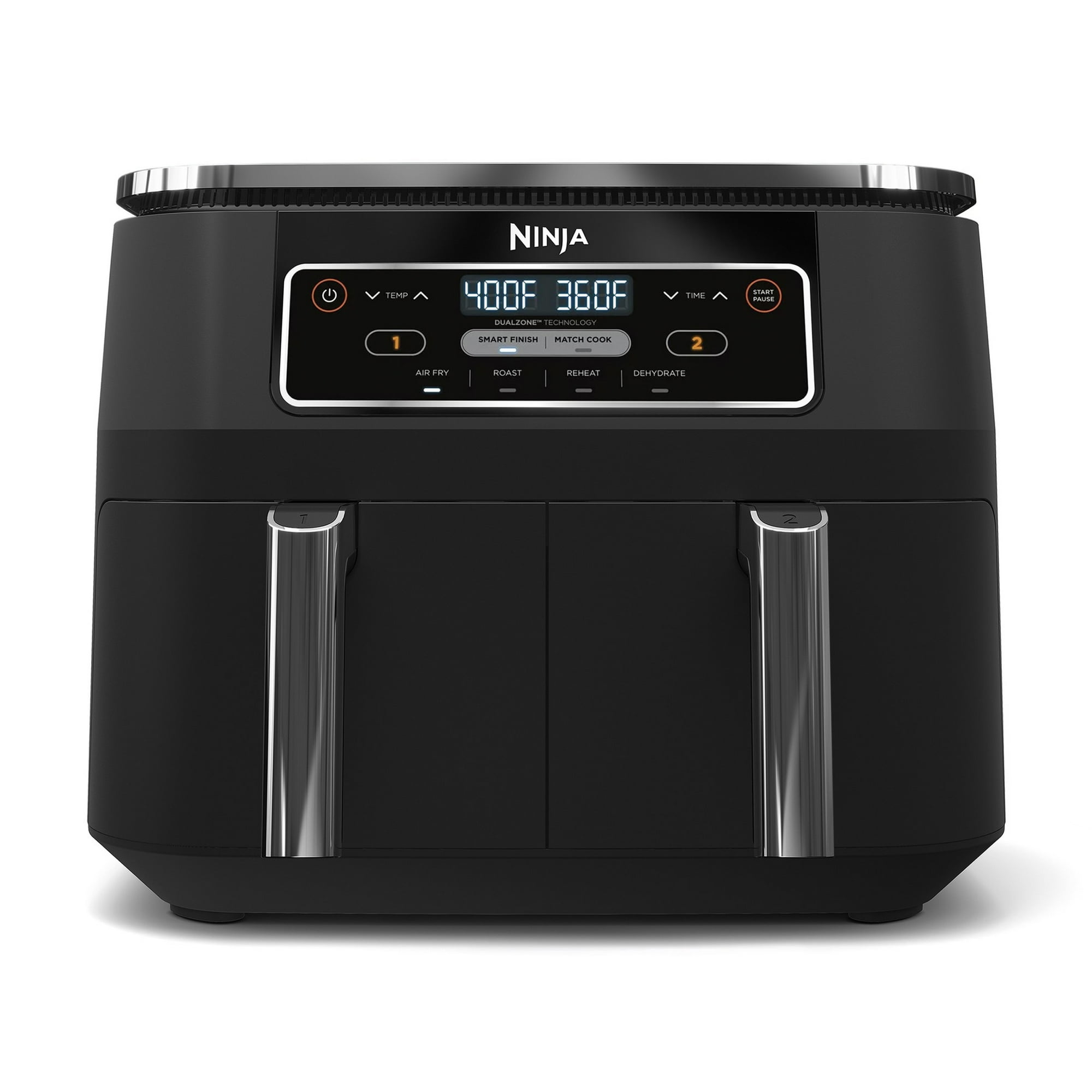 Ninja Foodi Air Fryer 8-Qt, DualZone FlexBasket, 4-in-1, Smart Finish, Cook 2 Foods 2 Ways, DZ100 Black