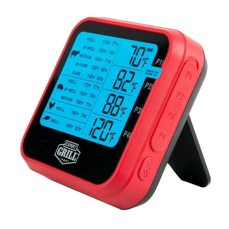 Expert Grill ABS LCD Display Cooking Thermometer with 4 Temperature Probes 0.55lbs Walmart