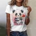 thumbnail image 3 of Camiseta con estampado de Panda de dibujos animados para mujer, camisetas de manga corta con cuello redondo, Jersey suelto para mujer, Tops de moda urbana para mujer, 3 of 5