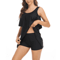 thumbnail image 3 of BIMEI Two Piece Pocketed Mastectomy Swimsuit Tankini Sets for Women Tummy Control Plus Size High Neck Halter Bathing Suits with Shorts 910,Black,M, 3 of 8