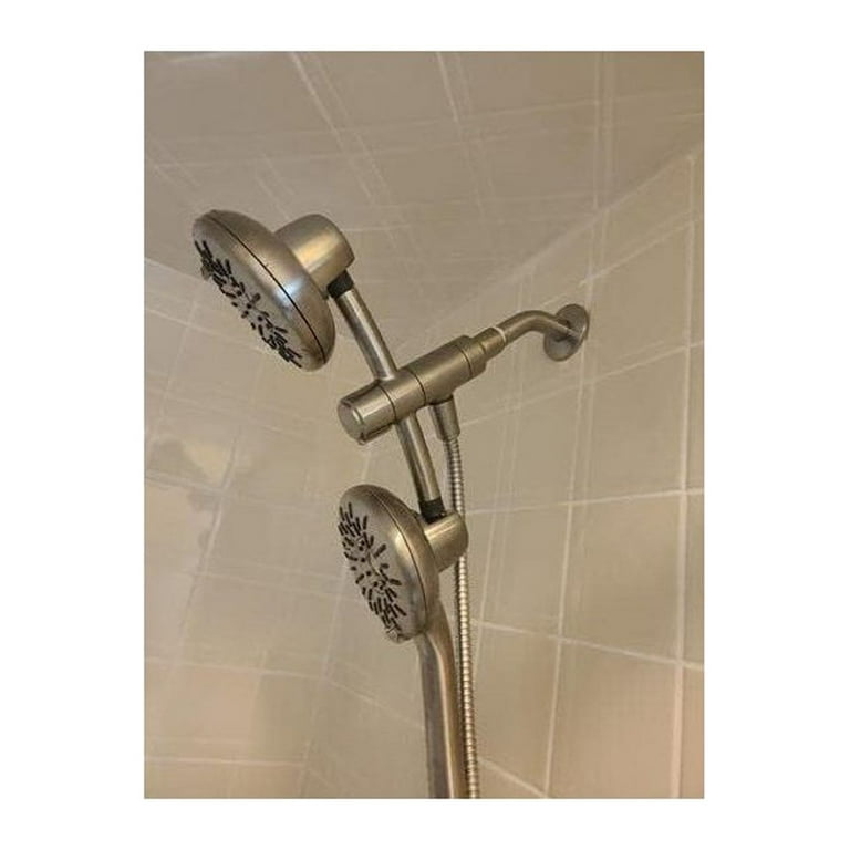 Freespin Bellerose 3-Spray Patterns 5.25 in. Wall Mount Dual Shower Heads in Vibrant Brushed Nickel Freespin Bellerose 3-Spray Patterns 5.25 in. Wall Mount Dual Shower Heads in Vibrant Brushed Nickel