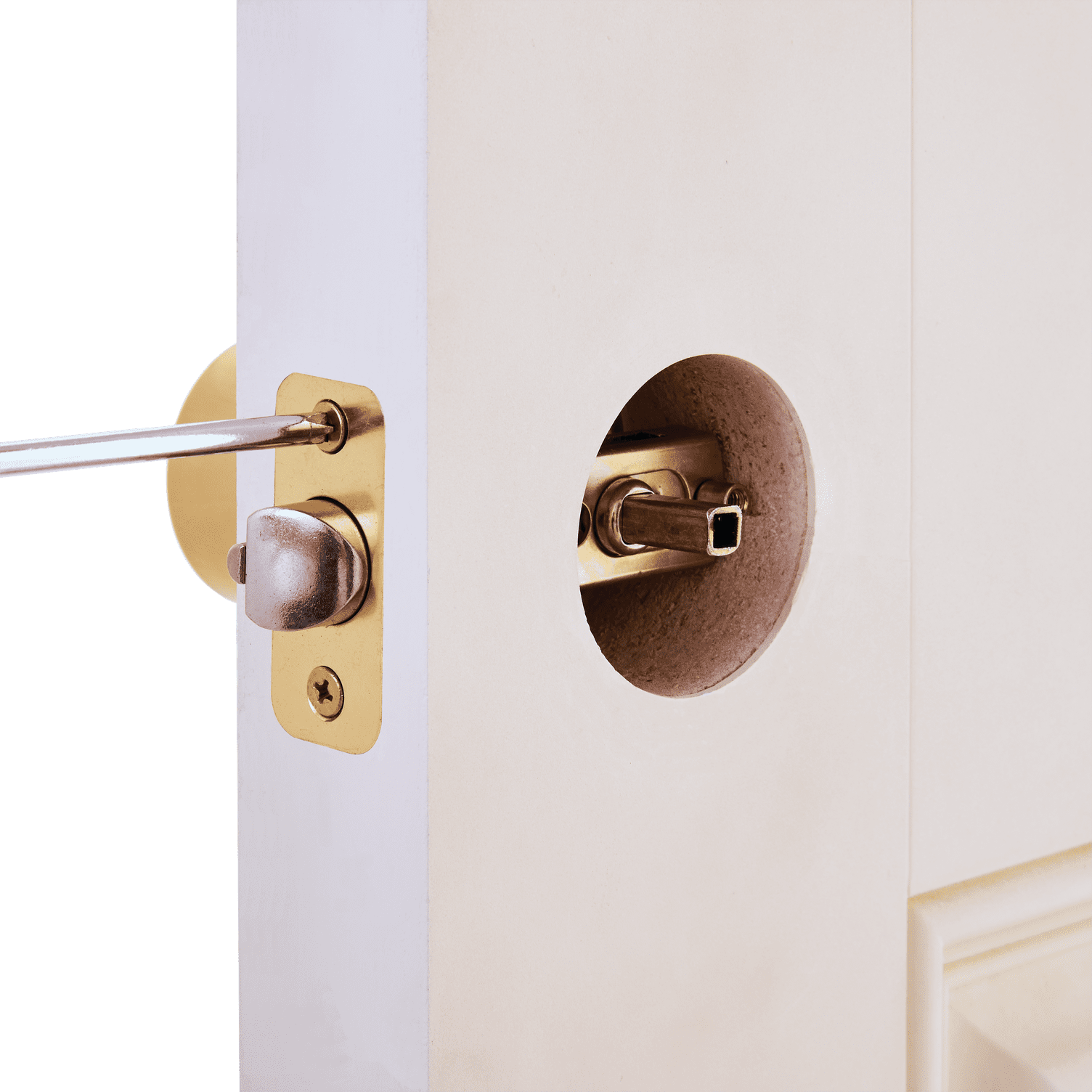 (2 pack) Hyper Tough Interior Non-Locking Tulip Style Passage Doorknob, Polished Brass Finish