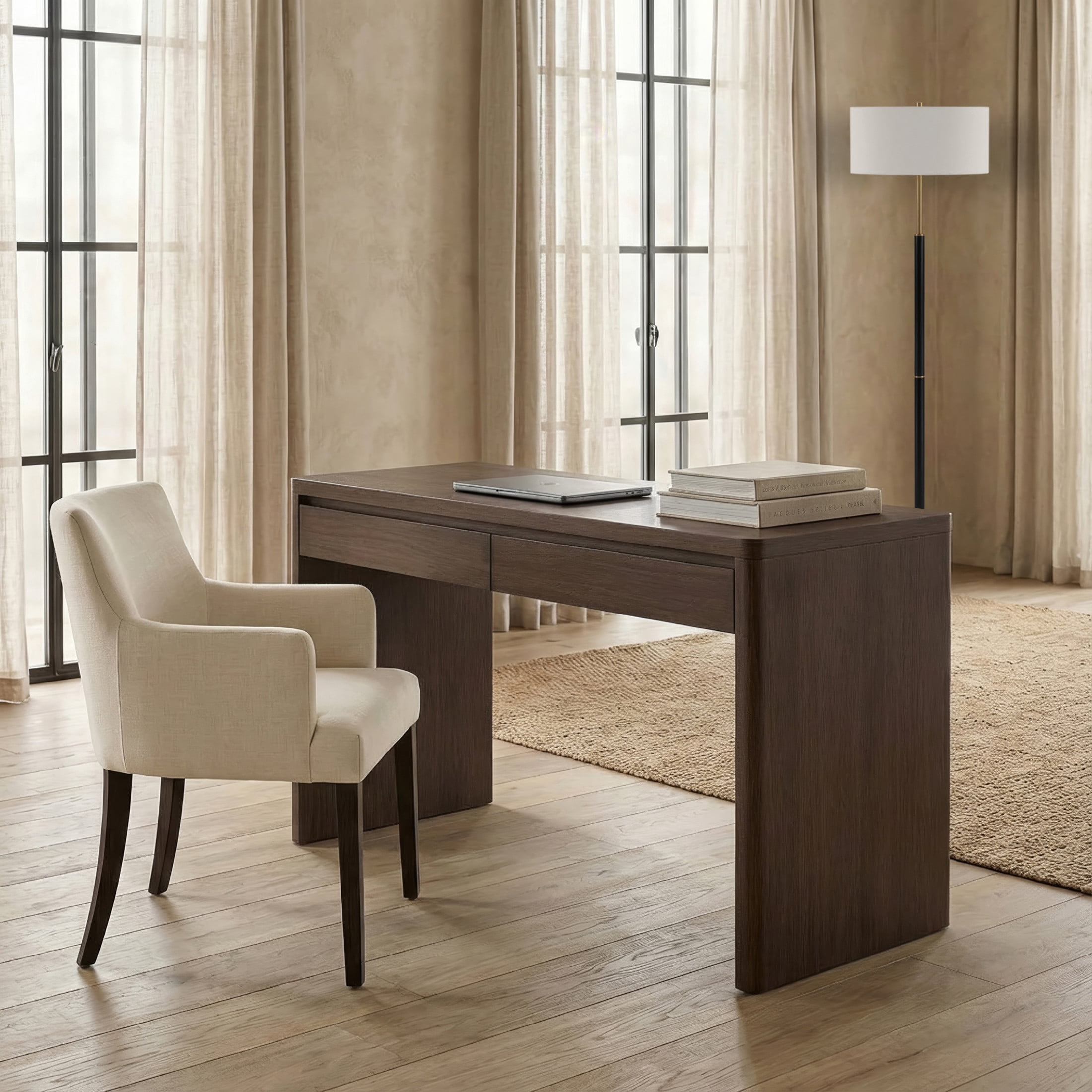 Evelyn&Zoe Modern/Contemporary 48" Wide Brown Oak Home Office